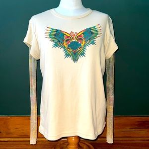 Harley-Davidson T-shirt with sheer tattoo sleeves